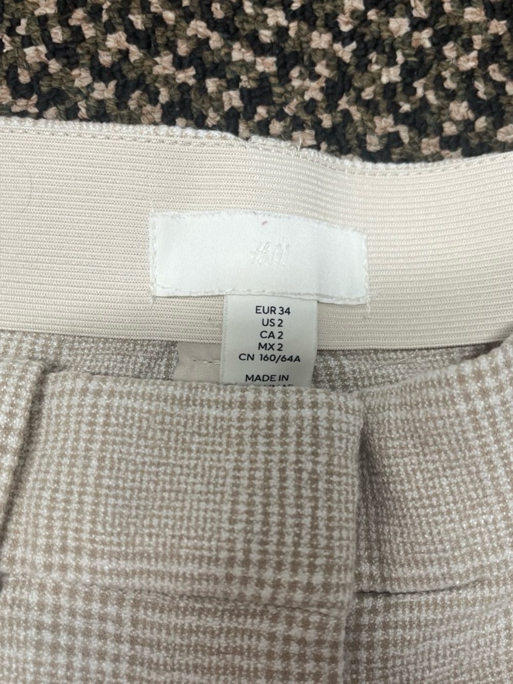H&M Cream and Beige Checked Skinny fit Pants